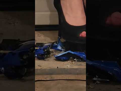 Motorbike crushed in heels #asmrcrunch #modelcarcrush #highheels #asmrsounds #asmr #walkinginheels