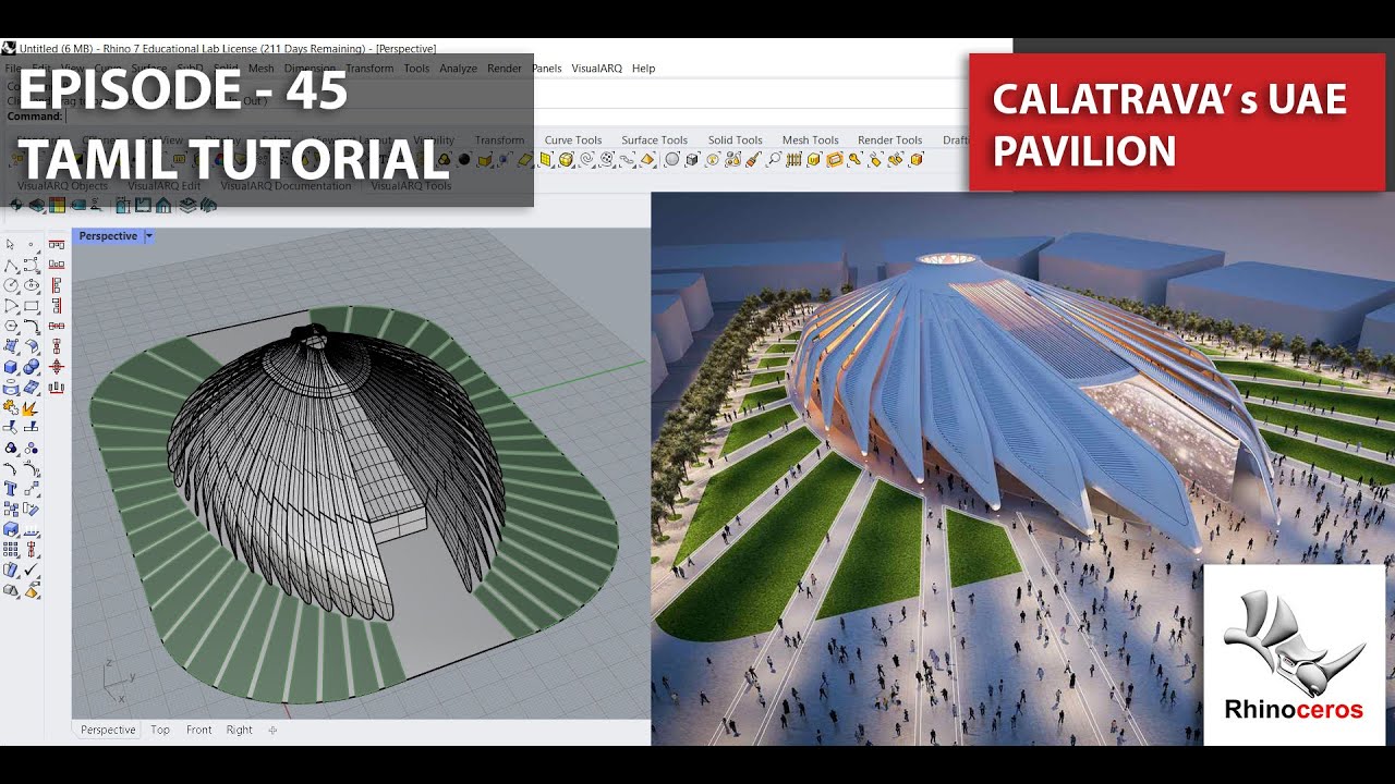 Rhino 3D Tamil Architectural Tutorial | Ep - 45| Zahadid Building in ...