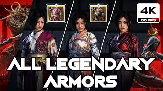 AC Shadows - All Legendary Light Armors Showcase + Location (Naoe)