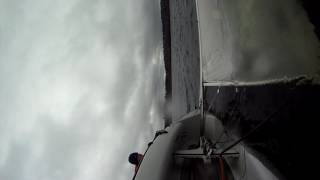FJ capsizes during a gybe