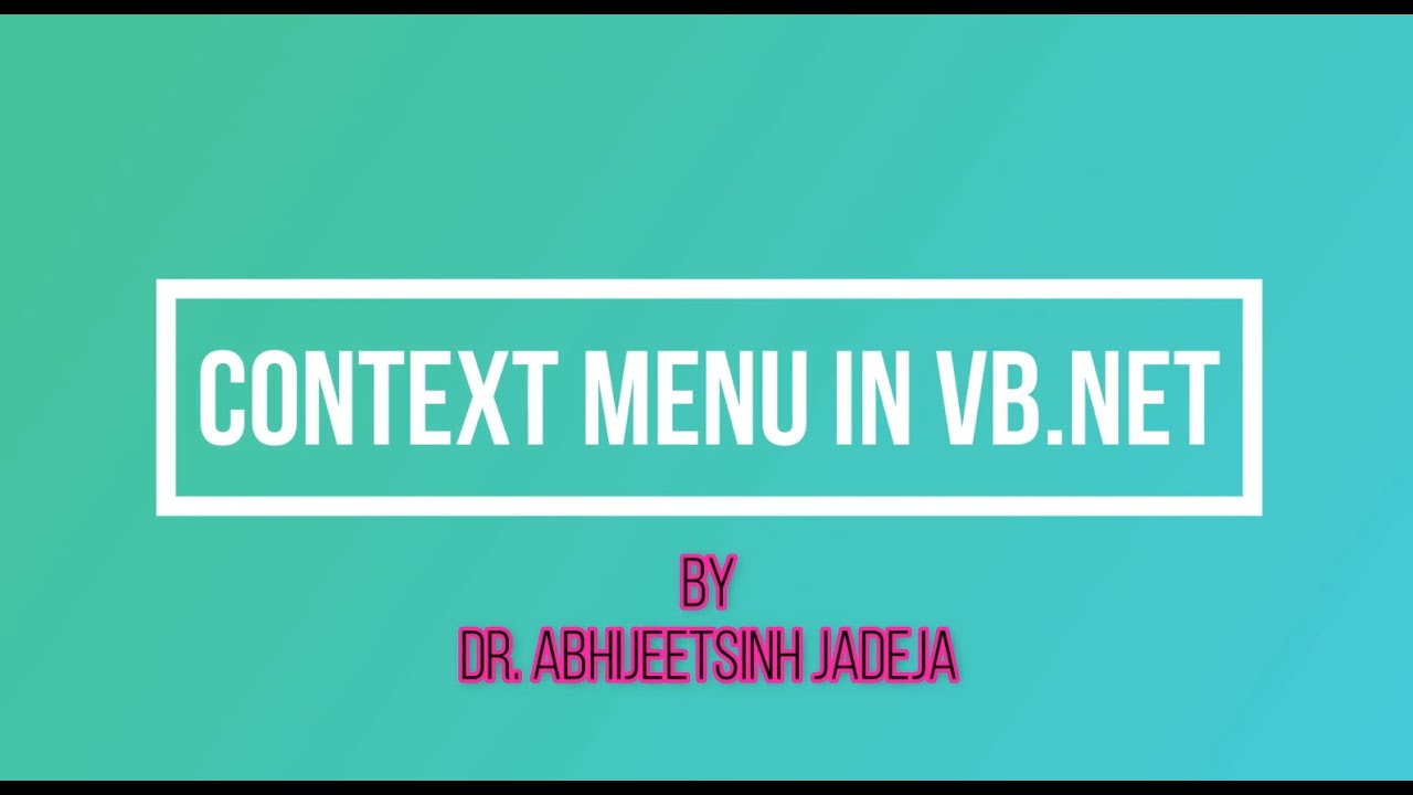 CONTEXT MENU IN VB.NET - BCA 403