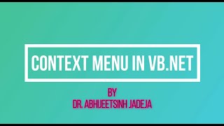 CONTEXT MENU IN VB.NET - BCA 403