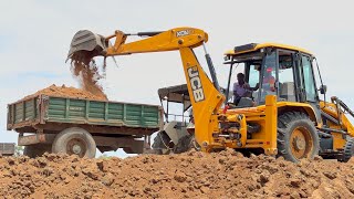 Jcb 3Dx Loading Dirt Into Tractor Trolley Loading Mud Into Tractor Jcb 3Dx Digging Soil Loading