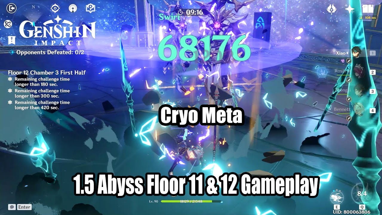 Genshin Impact 1 5 New Abyss Floor 11 Floor 12 9 Star Gameplay Cyro Physical Meta Youtube