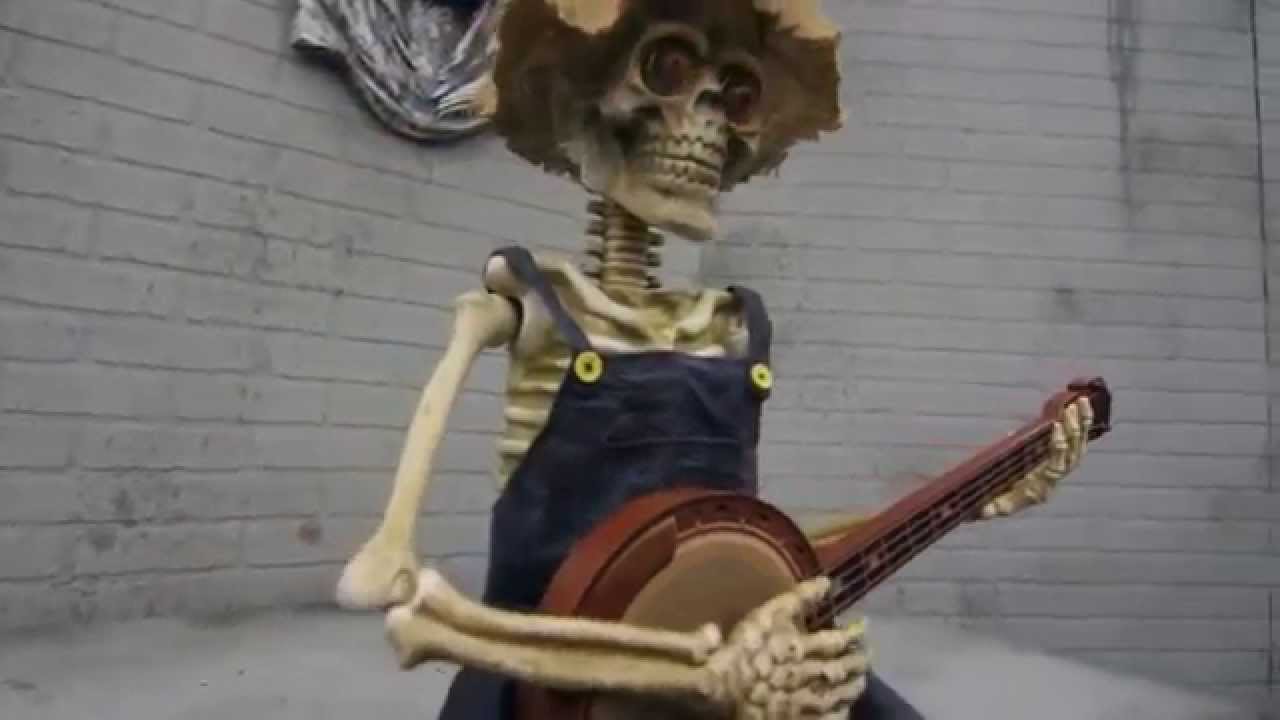 Skeleton Playing Banjo Animated Halloween Prop