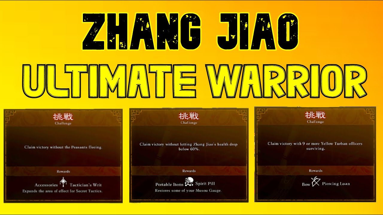 Dynasty Warriors Origins DLC Zhang Jiao Ultimate Warrior Challenge Guides
