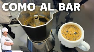 Como hacer CAFE CON ESPUMA como en el BAR con la CAFETERA ITALIANA MOKA