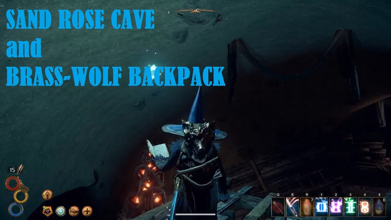 OUTWARDAbrassar3. Sand Rose Cave lever puzzle. BrassWolf Backpack
