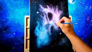 How to PAINT 3 Color Nebula | PAINTING ACRYLICS