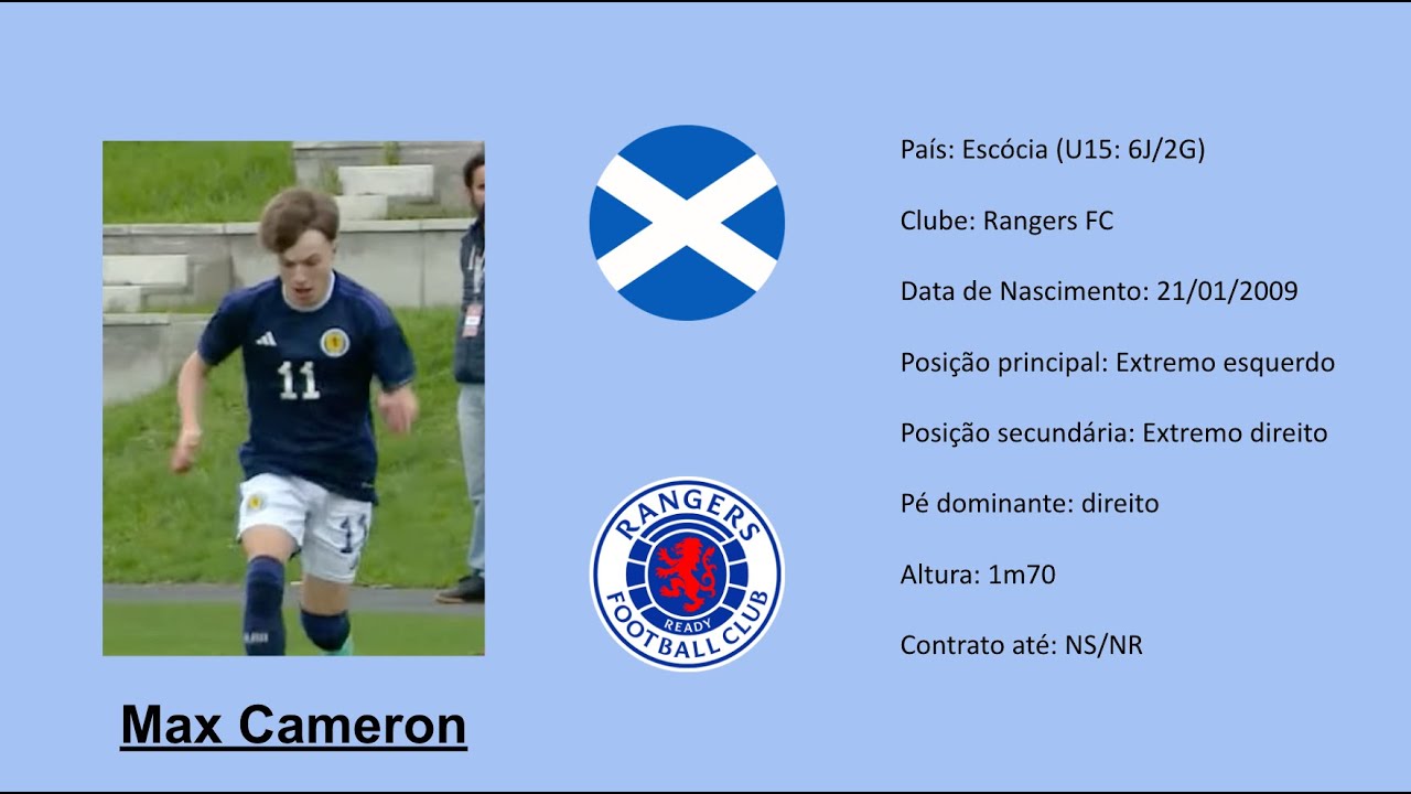 Max Cameron | 2009 (Rangers FC | Scotland) footage vs USA U15 - YouTube