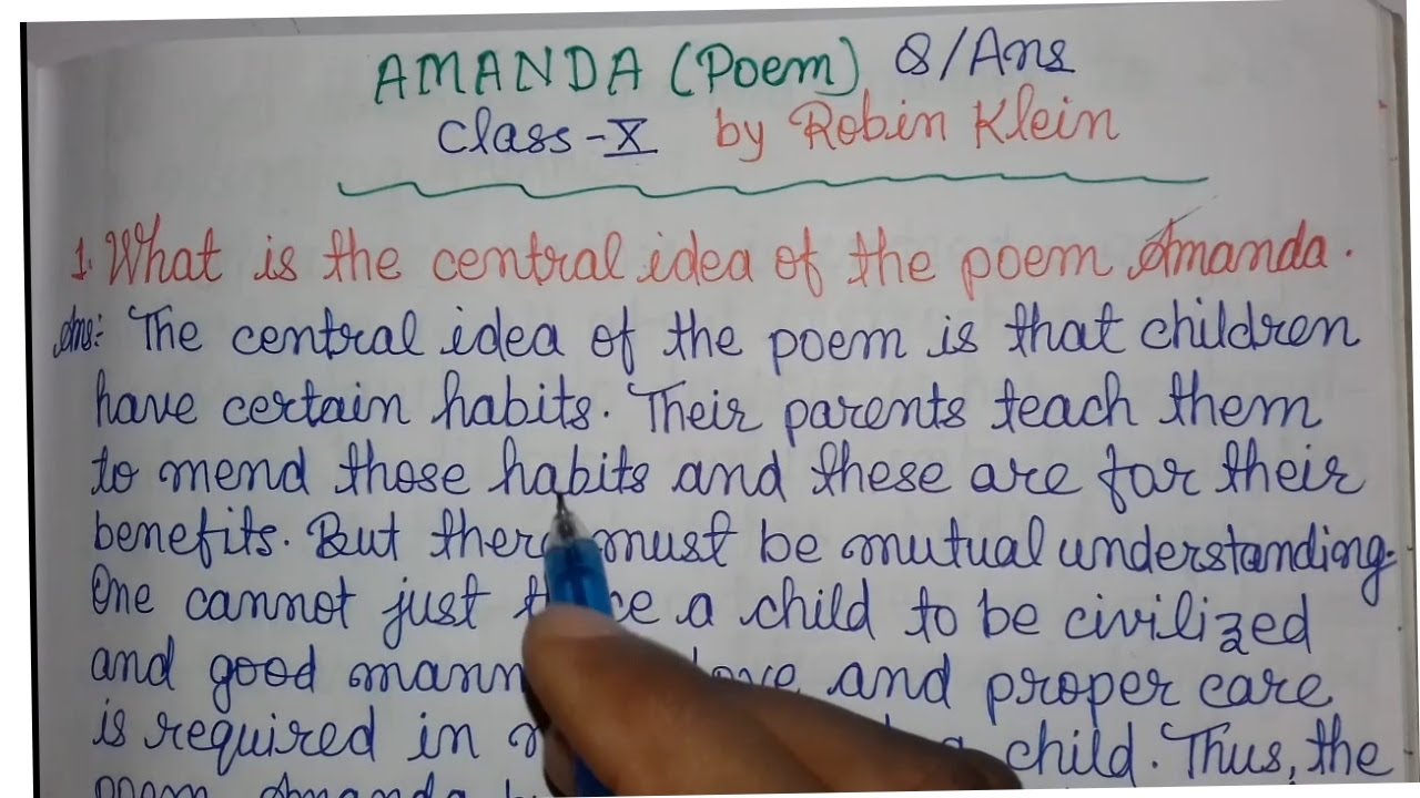 Amanda   Summary of the poem  Class 10 English  NCERT   YouTube