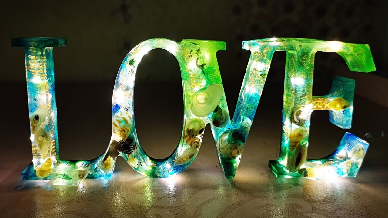 Making Love Epoxy Resin Night Lamp with String Lights Diy Resin Art