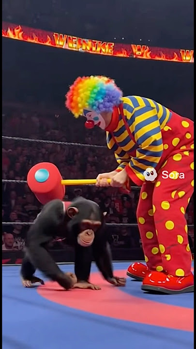 Clown Vs Monkey WWE Match. Who Wins?