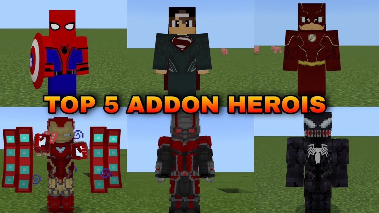 TOP 5 DAS MELHORES ADDON DE SUPER HERÓIS PARA O MINECRAFT PE !!! - YouTube