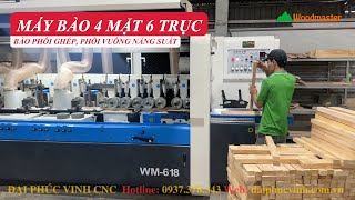 Máy bào 4 mặt 6 trục WM-618 – Giải pháp tối ưu cho nhà máy gỗ xuất khẩu