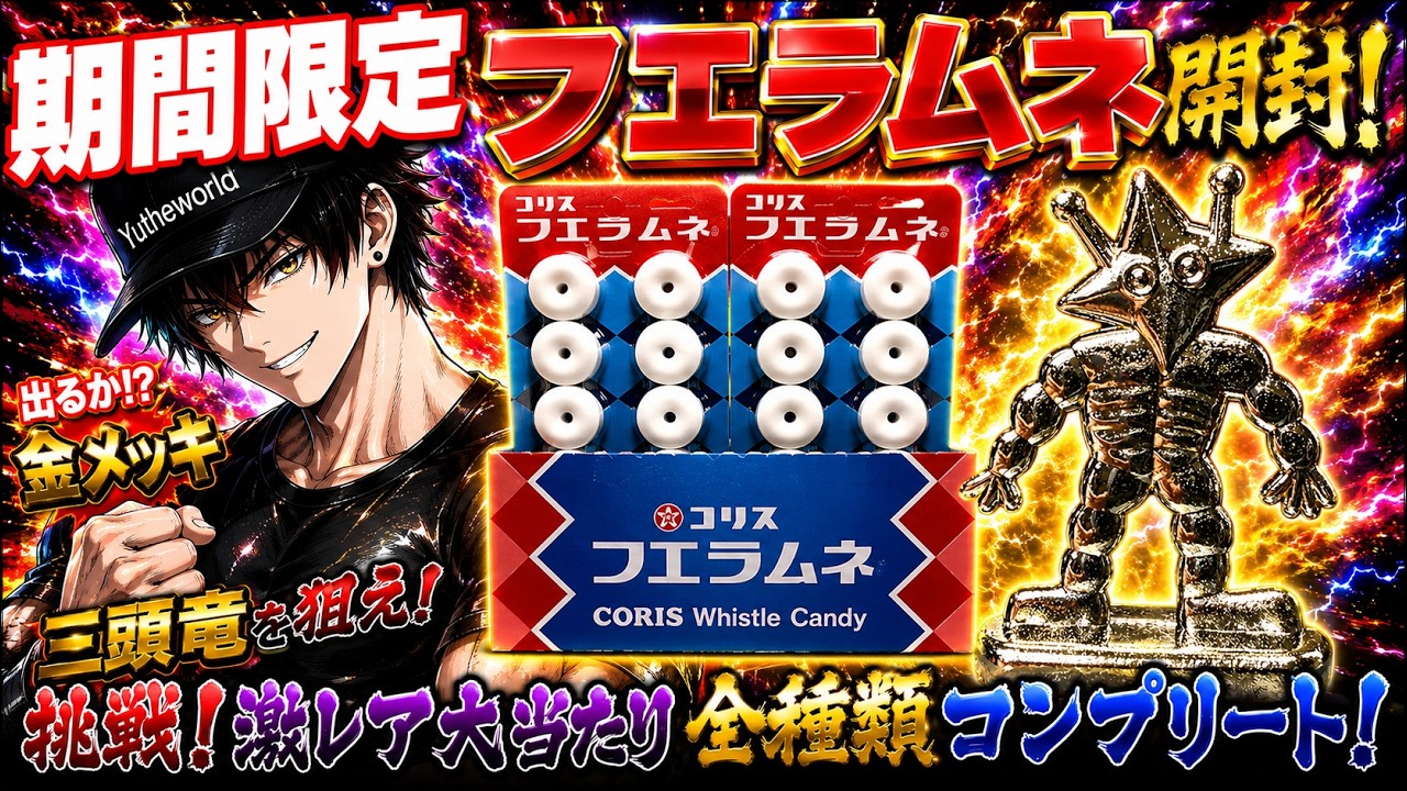 ラスト1匹！破格！激レア3頭龍【期間限定キャンペーンレア】フエラムネ 金メッキ 期間限定フエラムネ】もう出てくれ激レア超大当たり金メッキ三頭竜