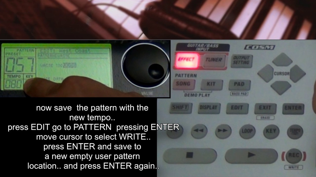 how to change tempo on Boss DR-880 Drum Machine