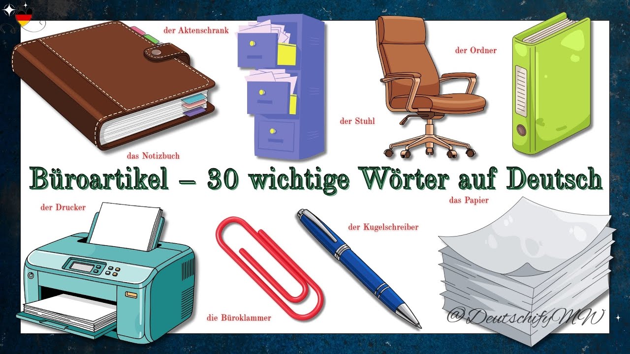Büroartikel – 30 wichtige Wörter auf Deutsch | Office Items in German