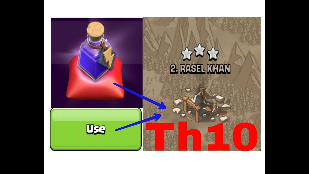 How to 3 star th10 using power potion .. YouTube