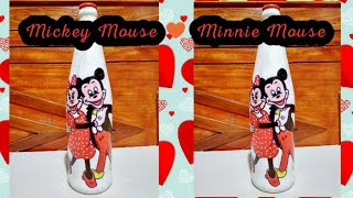 Bottle Art || Mickey Mouse&amp;Minnie Mouse