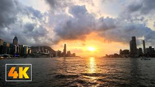 [4K 50fps ] Hong Kong Victoria Harbour From Sunset to night view white noise for reading relaxation