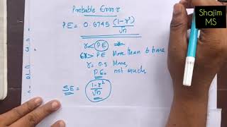 #BusinessStatistics#Correlation#ProbableError | Probable Error and Standards Error