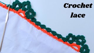 How to crochet for beginners /Edging lace /Qureshia lace pattern /Embroidery lace border edging