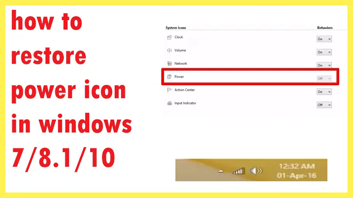 power icon from the task bar is missing | how to restore power icon in windows 7/8.1/10