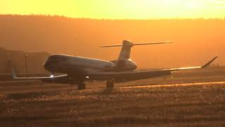 Gulfstream G700 N702GD first ever landing at Zurich Airport by Sunset