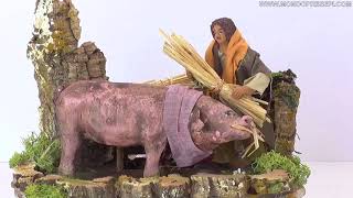Peasant and pig in movement 12 cm video