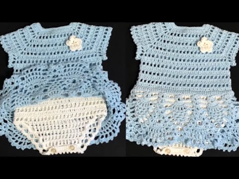 كروشيه سالوبيت مميز/ crochet baby romper(0-12)Month - YouTube