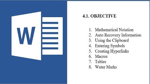 MS WORD basic | AutoRecovery | Hyperlinks | Macros | Tables | WaterMark Lab 4