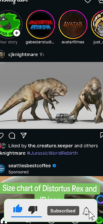 Size chart of Distortus Rex and JP jeep