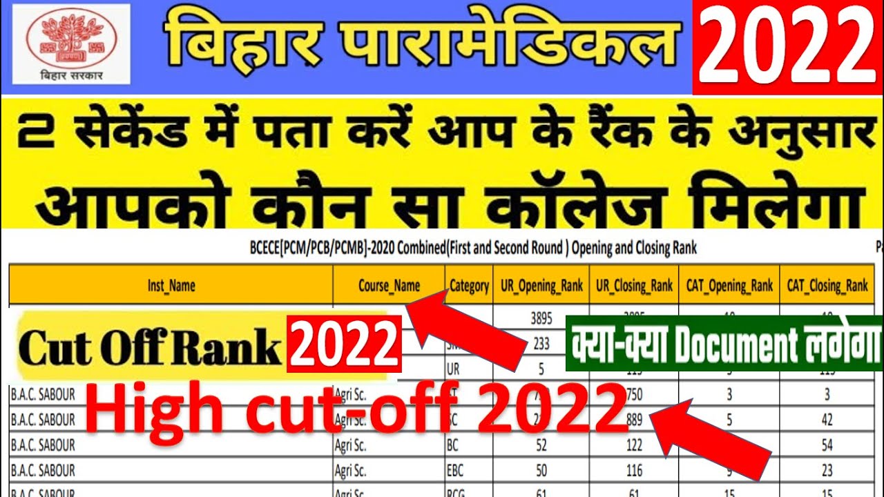 Bihar paramedical cut-off 2022 | Bihar paramedical pm cut off 2022 | Bihar paramedical exam cutoff