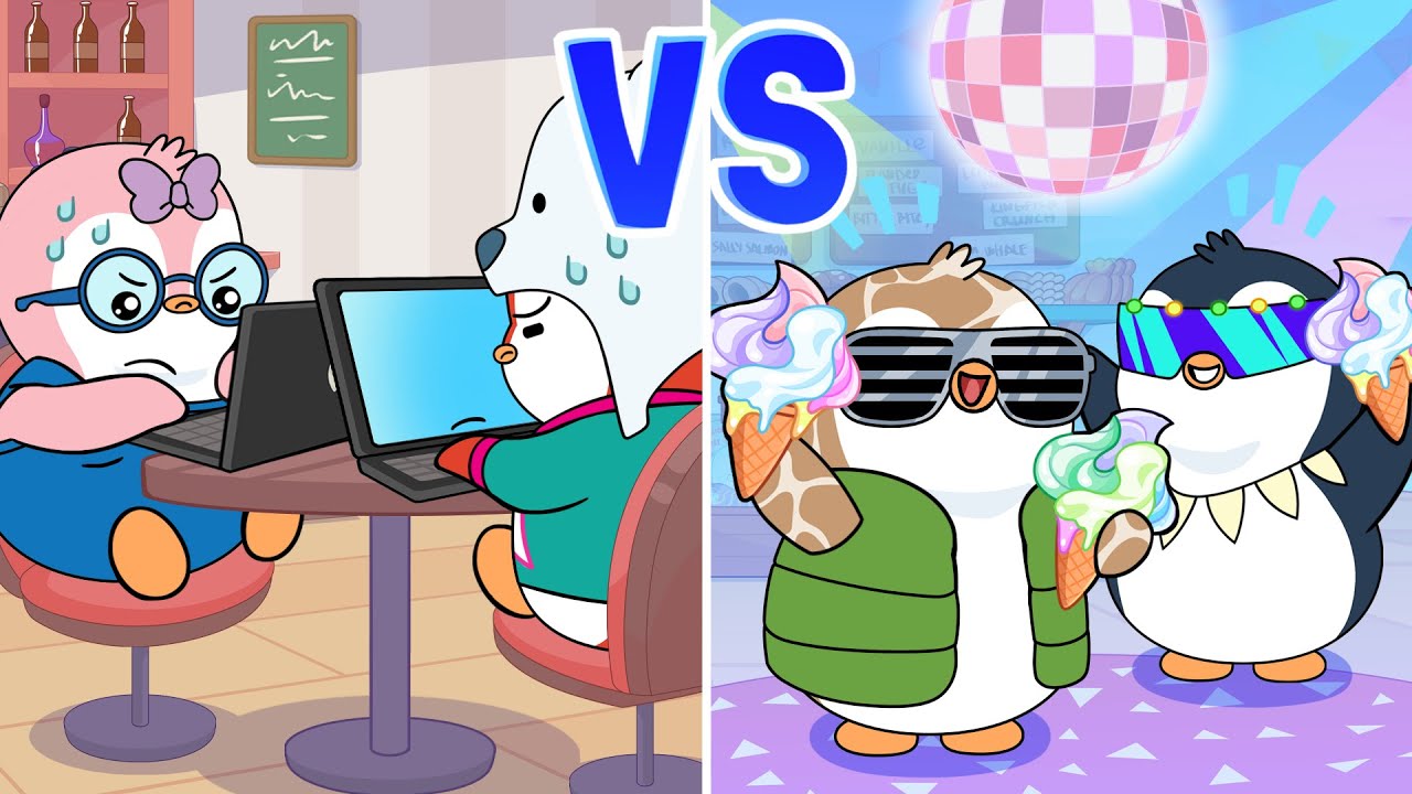 Пингвины превращают работу в дикую вечеринку в кофейне 🐧🖥️ | Lil Pudgys