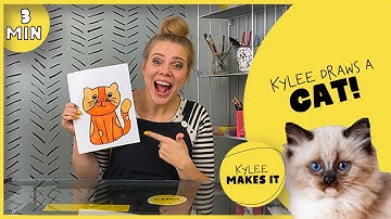 How to Draw a Cat! | Kylee Makes a Cat Drawing - Easy Drawing Video for Kids