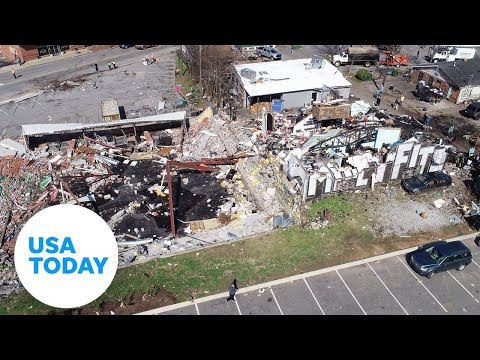 Devastating damage shown in drone footage after tornado tears through Nashville | USA TODAY