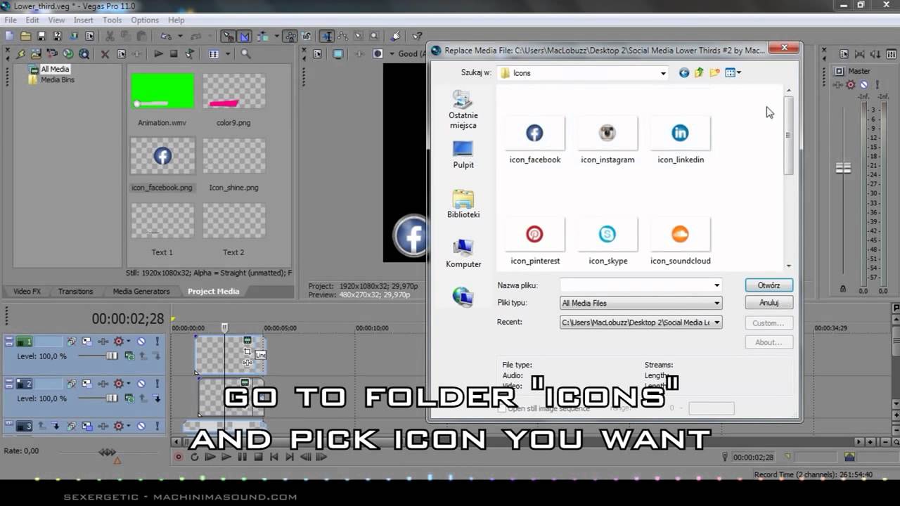 Lower Thirds Social Media 2 FREE Template Sony Vegas Pro 11 12