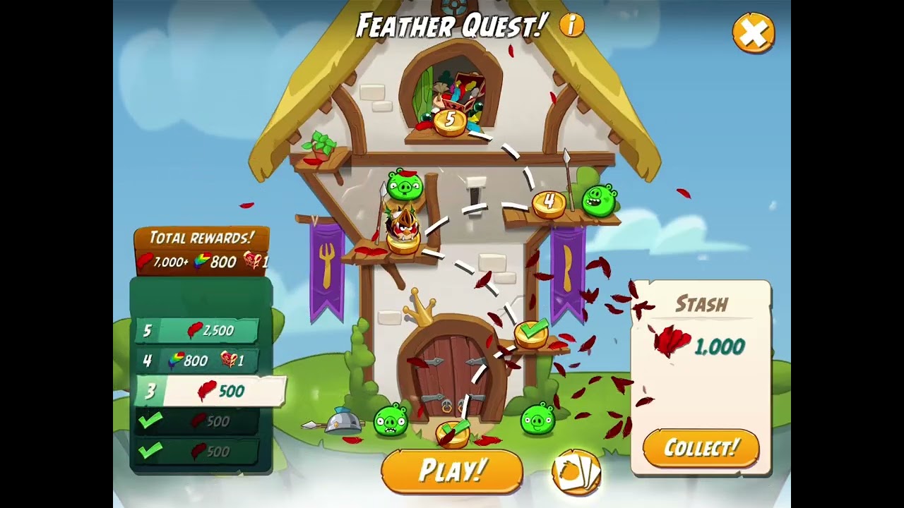 Feather Quest for Red - No Red,Blues,Chuck,Matilda - Angry Birds 2