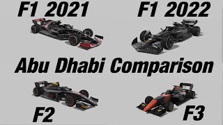 F1 v F2 v F3 v F1 2022 - Abu Dhabi 2020 Comparison