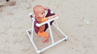 How To Make Baby Walker seat at house in PVC Pipe diy home made dari waker