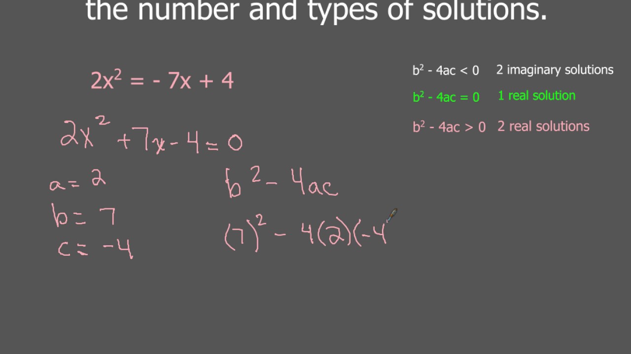 The Discriminant And 2 Real Solutions Examples YouTube