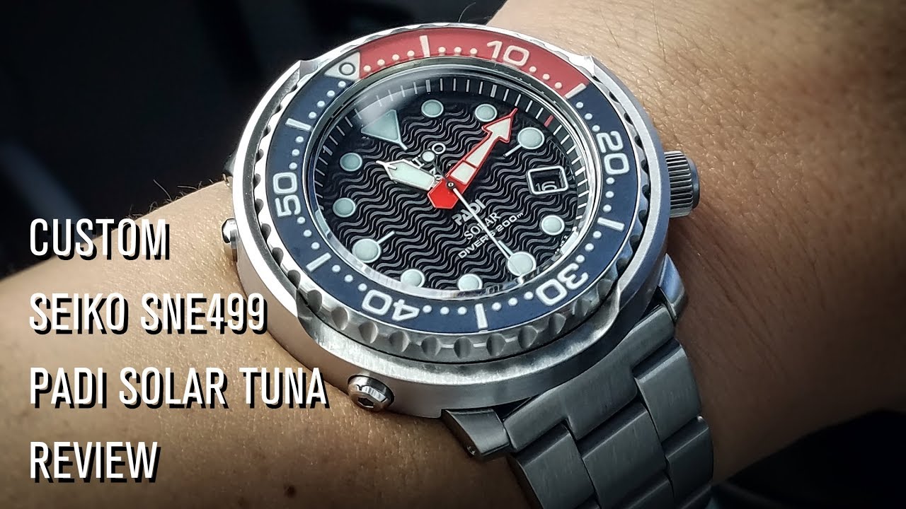 Custom Seiko SNE499 PADI Solar Tuna Review - YouTube