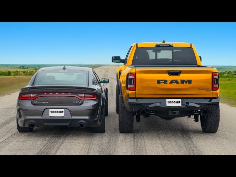 Видео: Кто победит в заезде: Dodge Charger с 1000 л.с или Dodge RAM с 1000 л.с?
