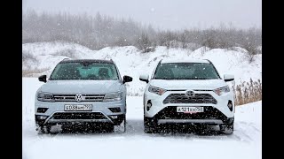 видео: Volkswagen Tiguan - Toyota RAV4: одна муфта хорошо, а две на горе? Тест-драйв обзор 2020 картинка: Volkswagen Tiguan - Toyota RAV4: одна муфта хорошо, а две на горе? Тест-драйв обзор 2020