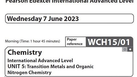 Unit 5 June 2023 -  A2 Chemistry Edexcel -  Dr  Hanaa Assil