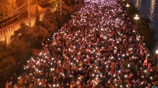 Georgians Demand Detainees' Release At Latest Protest Over 'Foreign Agent' Bill