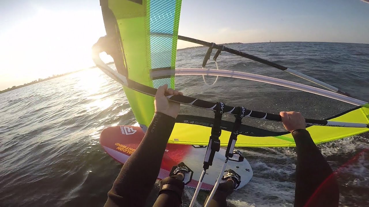 Sunset with Fanatic Falcon Lightwind Windsurfing Lake Michigan June