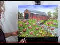 How to Paint this Rustic Covered Bridge with Acrylics | Paint and Sip at Home | Step by Step