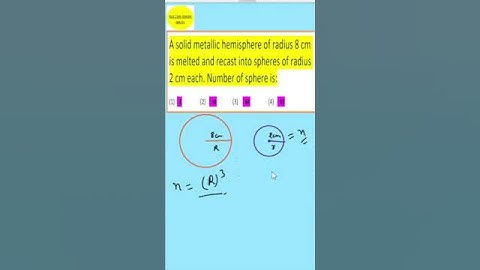 A solid metallic hemisphere of radius 8 cm is melted and recast into spheres of radius 2 cm each